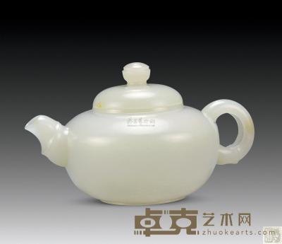 蒋喜（工作室）白玉茶壶 6×11×7cm
