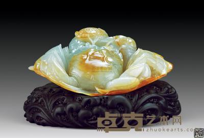 1644-1911年作 翡翠荷叶螃蟹摆件 