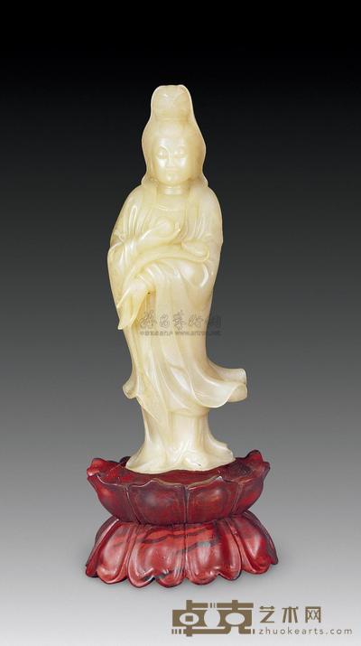 1644-1911年作 寿山太极头 如意观音摆件 高18cm