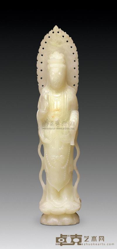 寿山白芙蓉 滴水观音摆件 高19.5cm