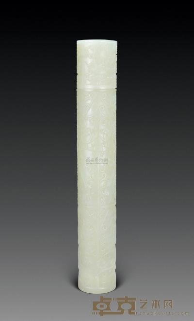 清 白玉香筒 高27.5cm