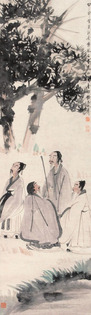 傅抱石   松下四老图