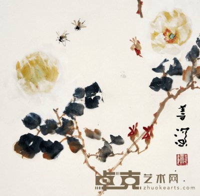 杨善深 玫瑰蜜蜂图 33.5×34.5cm