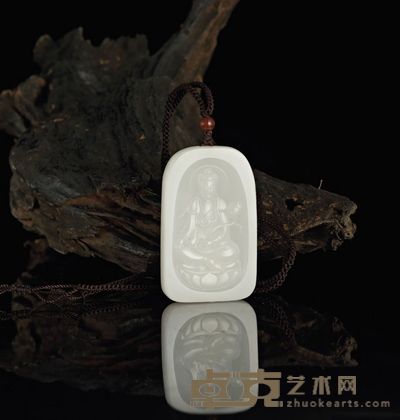 洪新华 观音 白玉牌 63×40×10mm
