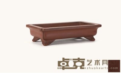 清·尚古堂制款紫泥海棠式椭圆盆 35.5×25.5×7 cm