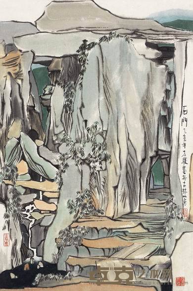 方骏 山水 镜片 68×46cm