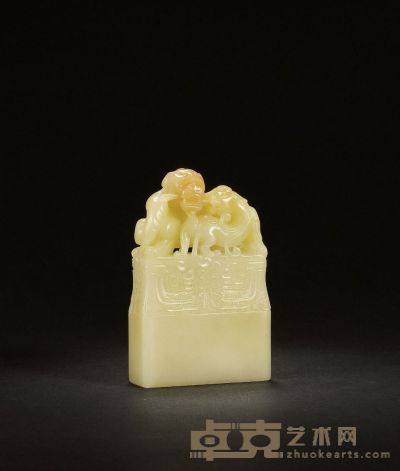 寿山芙蓉石古兽钮扁方章 2.2×6×9.5cm