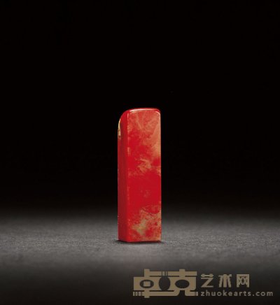 昌化冻地大红袍鸡血石素章 1.4×1.4×5.2cm