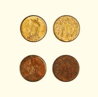 1903年四川省造卢比银模金质样币一枚、银模铜质样币一枚，共二枚