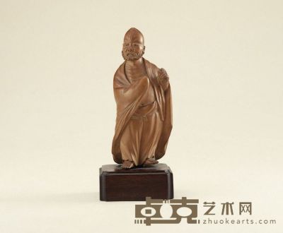 民国·黄杨木雕罗汉 带座高：14cm
