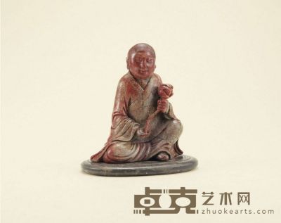 清·寿山石雕献花提记尊者 高：11.5cm