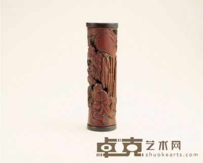 清·竹雕刘海戏金蟾香筒 高：14cm 直径：4.1cm