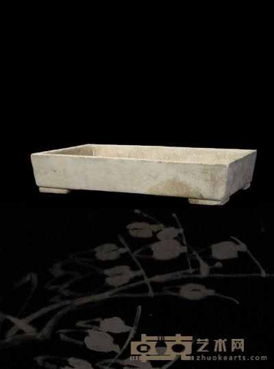 清·白石长方形石盆 69.3×45×14cm