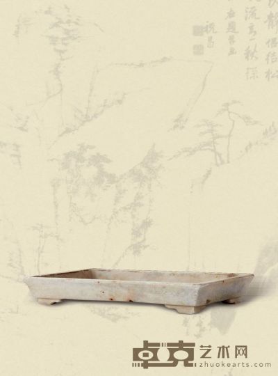 清·汉白玉长方形石盆 34×19×4cm