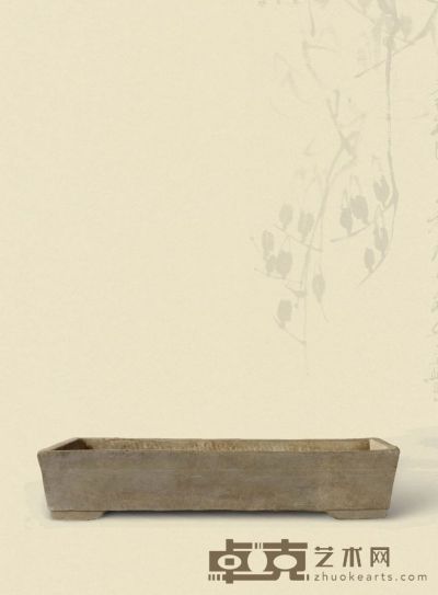 清·白石起线长方形石盆 74.5×39×15cm