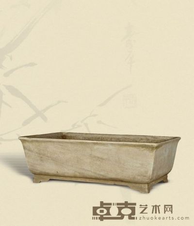清·汉白玉敞口长方形石盆 65×40×22cm