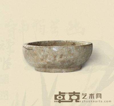 明·汉白玉圆形石盆 46×46×17cm
