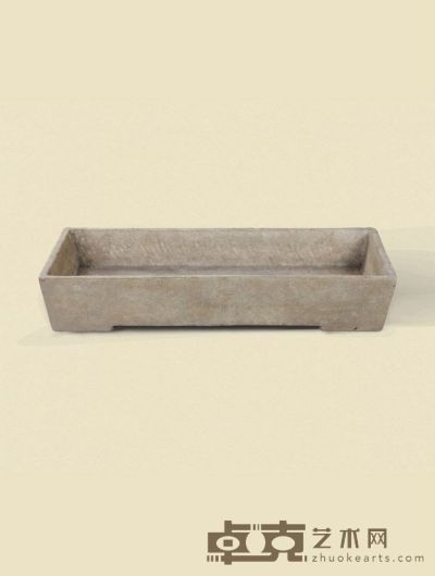 清·白石长方形石盆 63×28×10.5cm