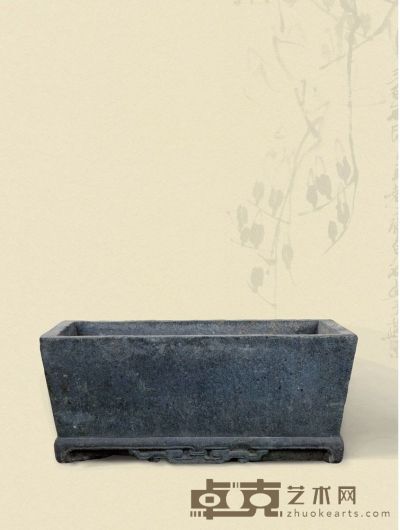 清·青石长方形石盆 57×33×23.5cm