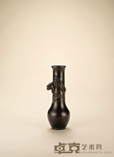 清 盘龙长颈铜插瓶 高：15.8cm 重：326g
