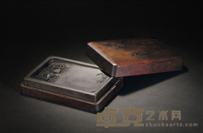 清·双龙戏珠端砚 21×14×3.4 cm