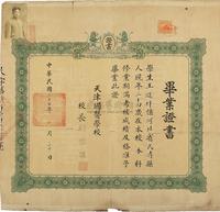 民国二十五年（1936年）天津国医学校毕业证书