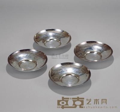 纯银茶托（四客） （一组） 直径10.2cm