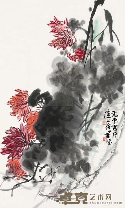 张雷平 菊花图 镜片 83×50cm