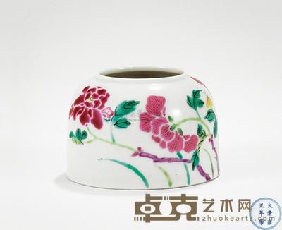 清雍正 粉彩花卉纹水盂 高5.2cm