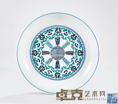 清乾隆 斗彩贯套捧寿纹盘 直径20.8cm
