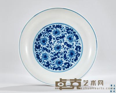 清咸丰 青花花卉纹盘 直径21.2cm