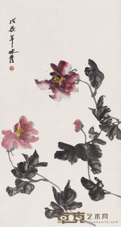 李味青 牡丹 98cm×52cm