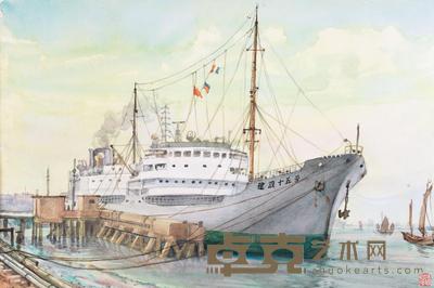 张眉孙 1965年作 油轮 33.5×50.5cm