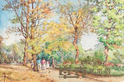 张眉孙 1961年作 中山公园 33.5×50.5cm