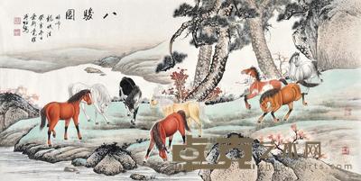 爱新觉罗·溥佐 八骏图 129.5×65.1cm