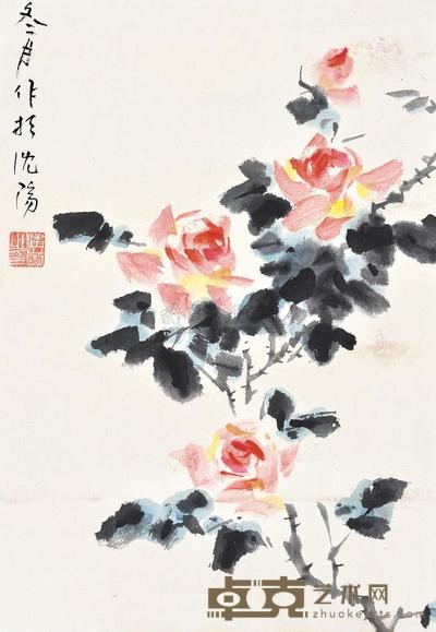 潘崮 花卉图 55.5×38.5cm