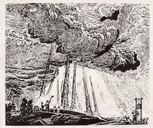 张在元 1977年作 木刻黑白版画《催云播雨》 （一件）