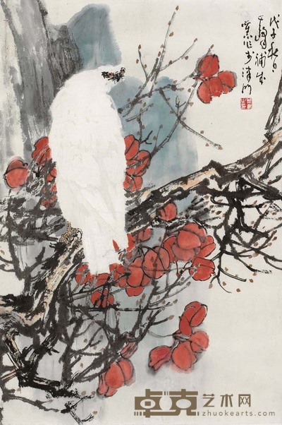 孙其峰 红叶白鹰图 75×50.5 cm 29 1/2×19 7/8 in 约3.4平尺