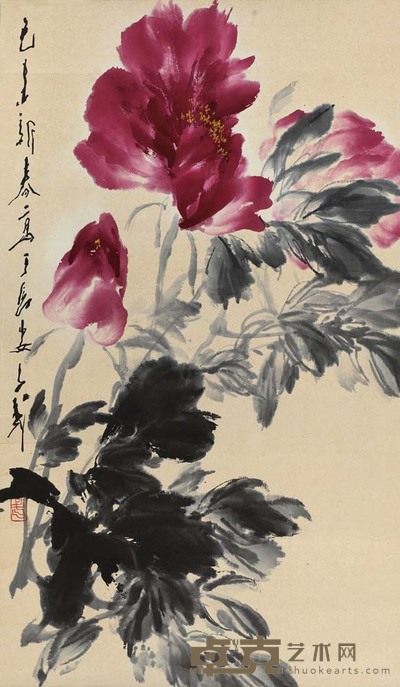 王子武 牡丹 82.5×48 cm 32 1/2×18 7/8 in 约3.6平尺