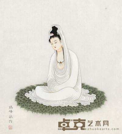 贾瑞峰 观音菩萨像 35×31 cm 13 3/4×12 1/4 in 约1.0平尺
