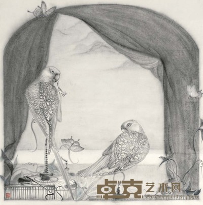 黄岑 凉夜窗情 69.5×69.5cm 27 3/8×27 3/8 in.