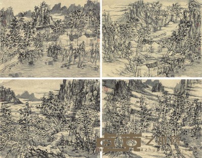 陈慧钧 坐驰图册 38×48cm×4 15×18 7/8 in.×4