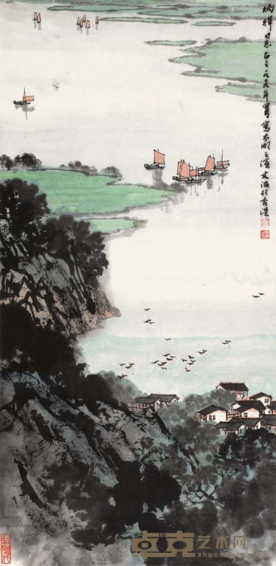 宋文治 太湖之滨 69×33.5 cm.?27 1/8×13 1/4 in.?约2.1平尺