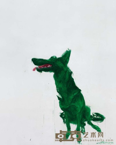 周春芽 绿狗 250×200cm?98 3/8×78 3/4 in