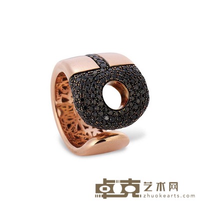 意大利K金黑钻戒指