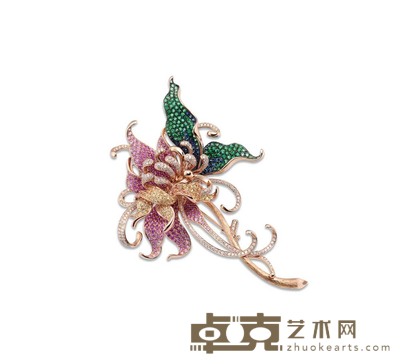K金彩宝胸花
