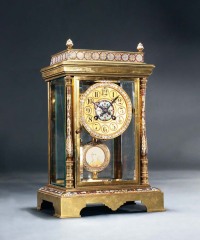 十九世纪法国 铜鎏金珐琅四明钟