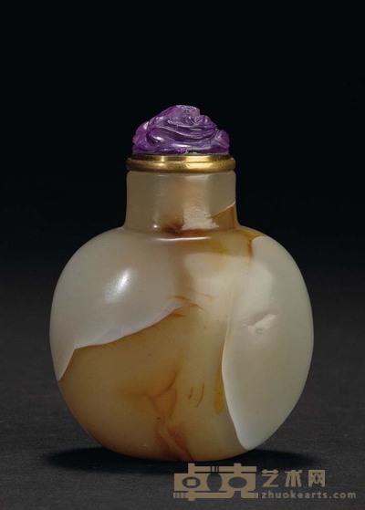 清 玛瑙鼻烟壶 H 6 cm.