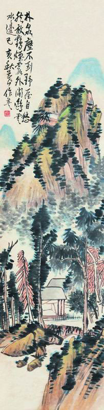 蒲华 1899年作 林泉野屋图 立轴