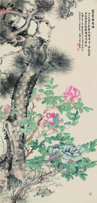 吴丹墀 1886年作 富贵寿考图 立轴
